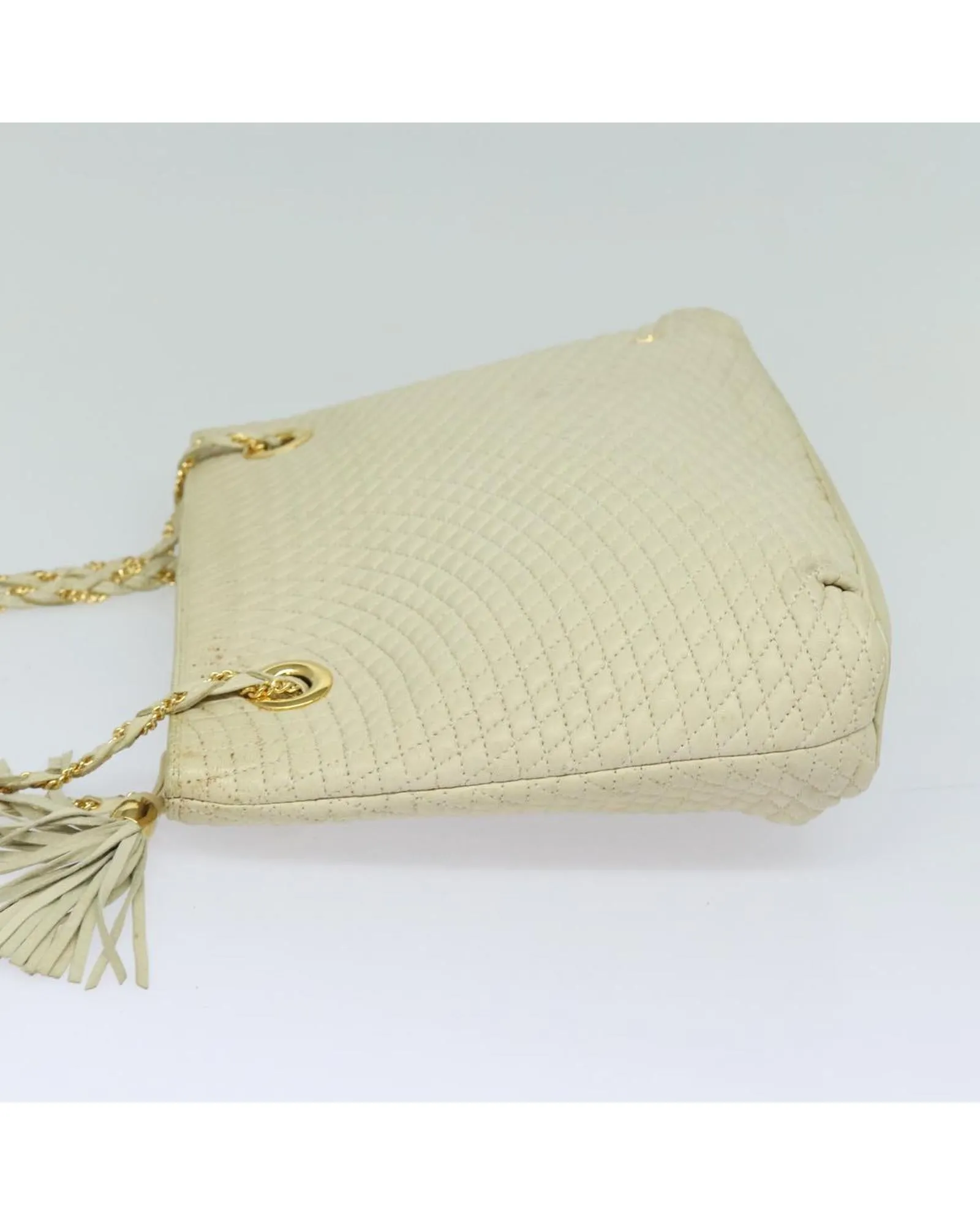 Chain Shoulder Bag Leather with Gold Accents