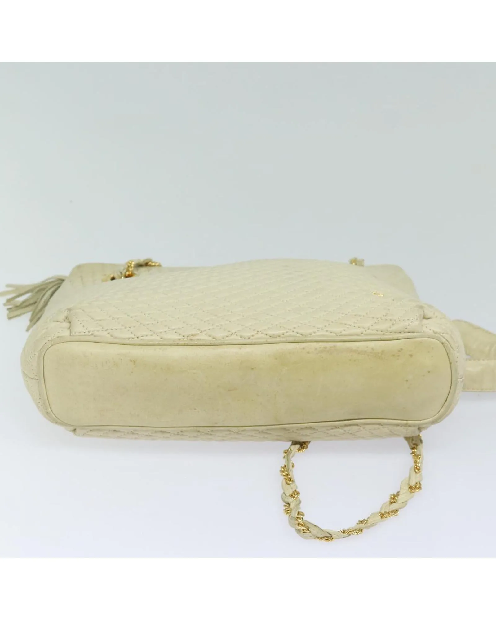 Chain Shoulder Bag Leather with Gold Accents