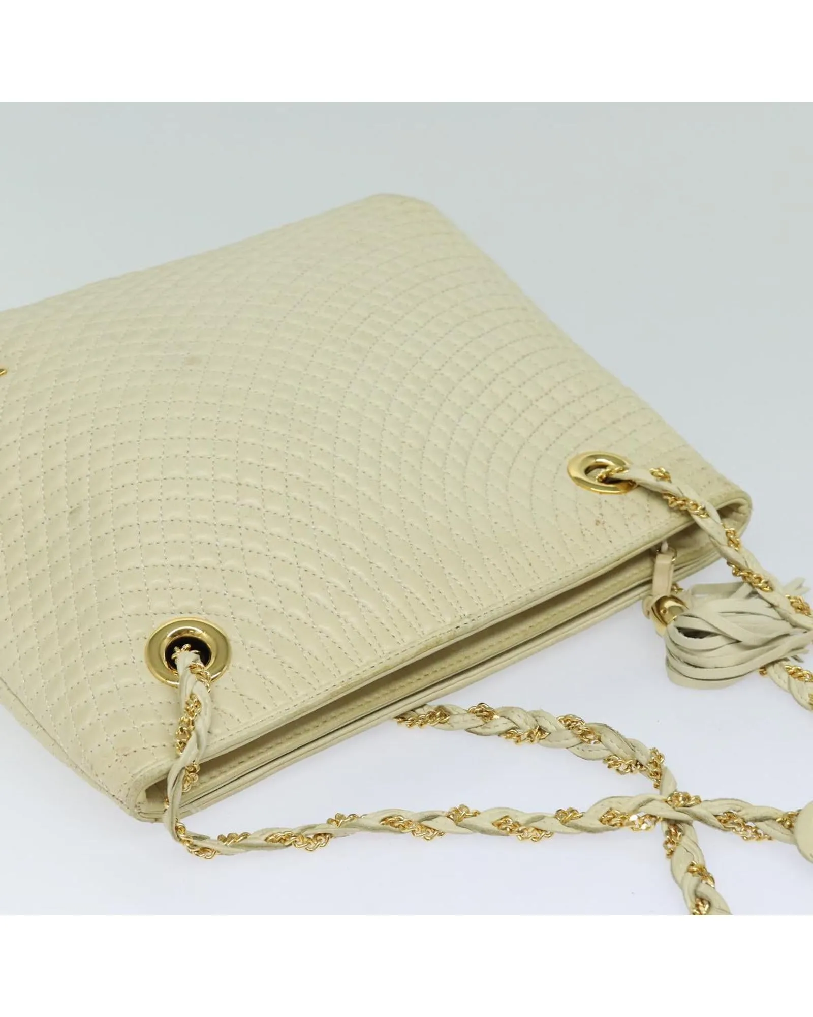 Chain Shoulder Bag Leather with Gold Accents