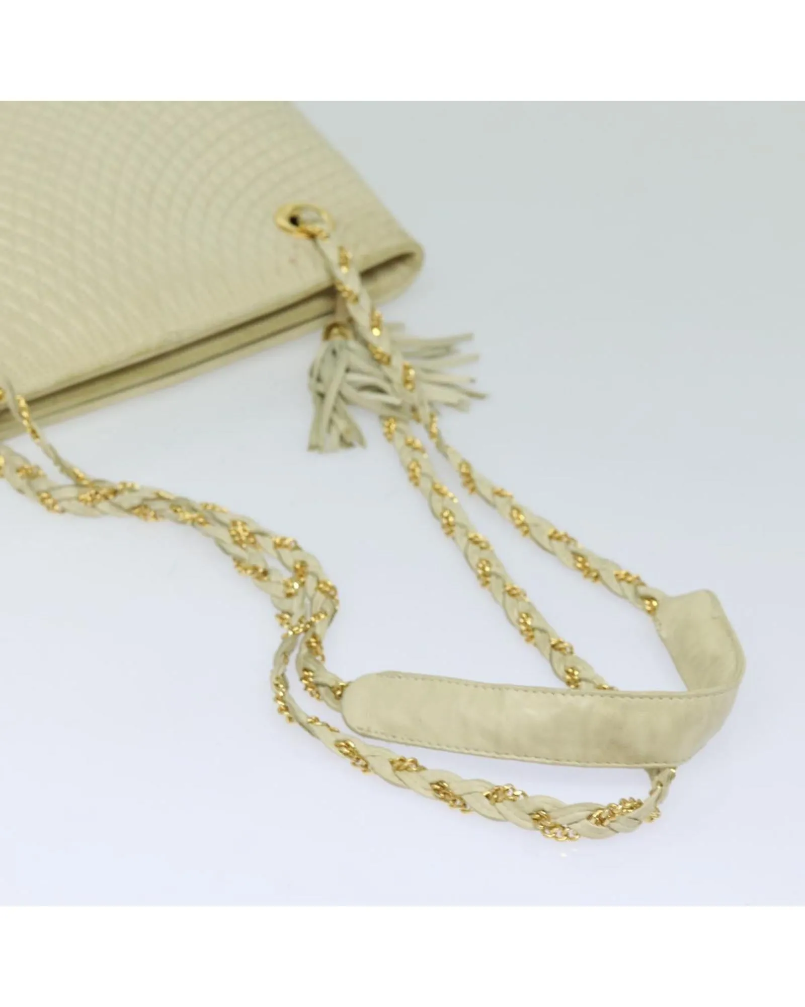 Chain Shoulder Bag Leather with Gold Accents