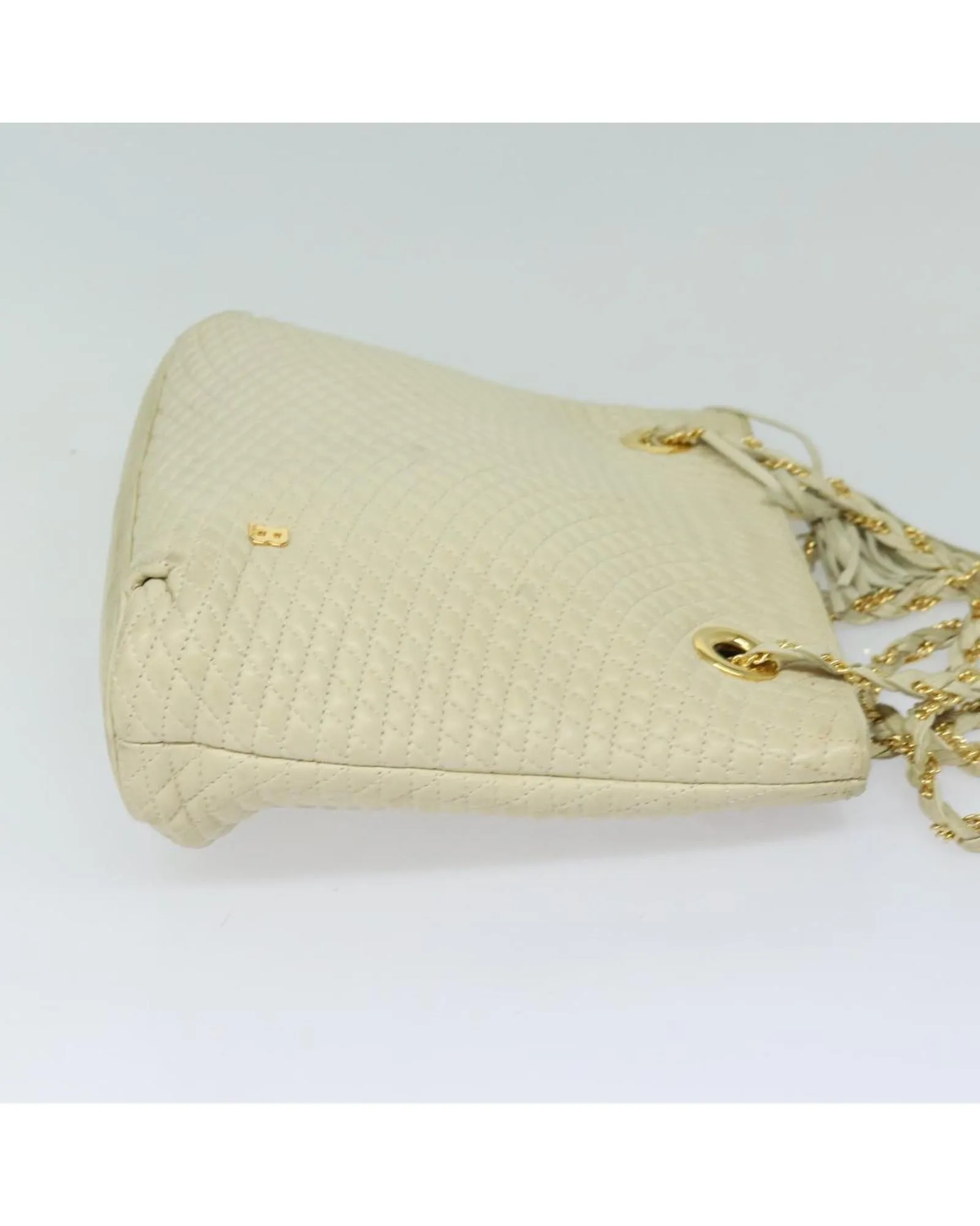 Chain Shoulder Bag Leather with Gold Accents