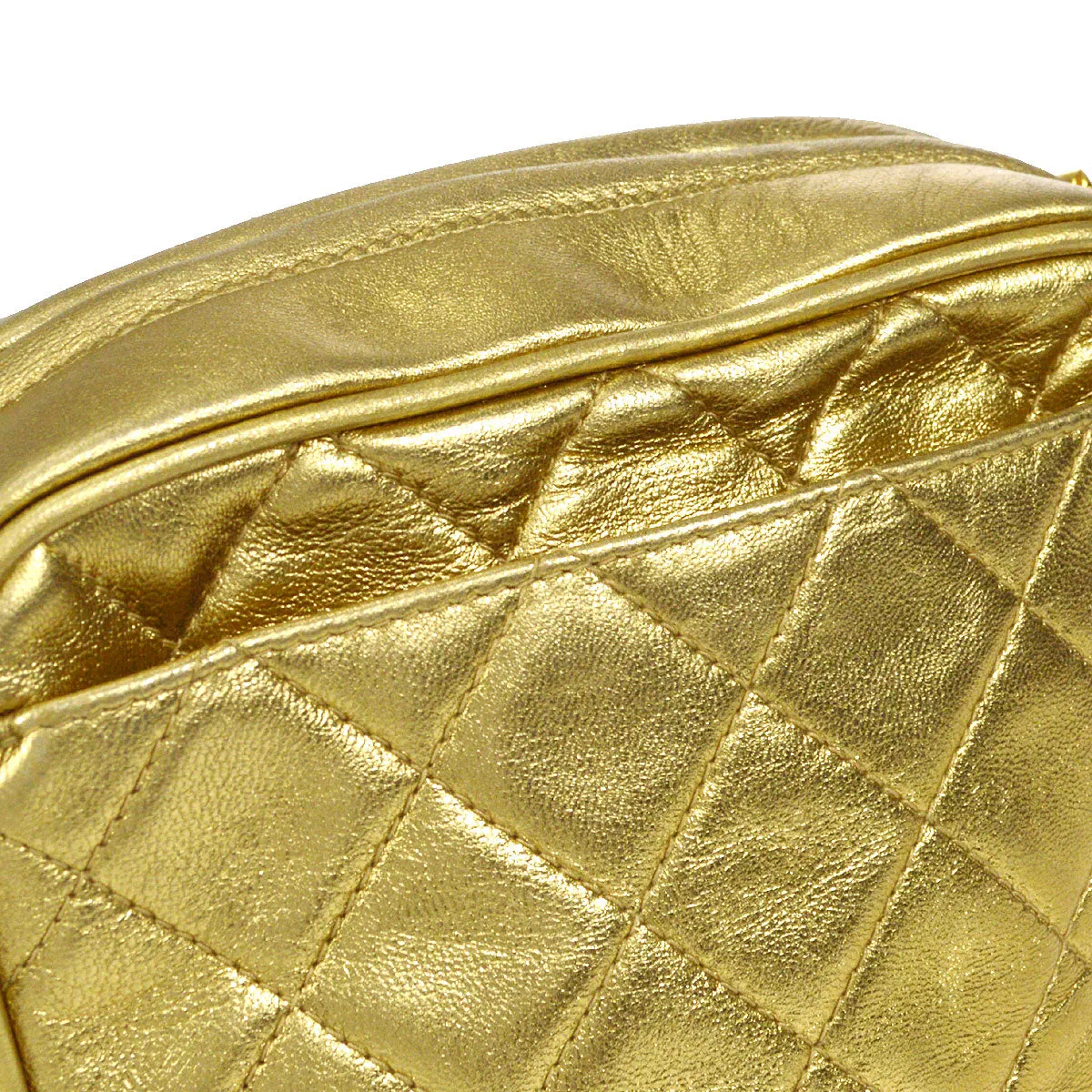 Chanel 1991-1994 Pocket Camera Bag Mini Gold Lambskin