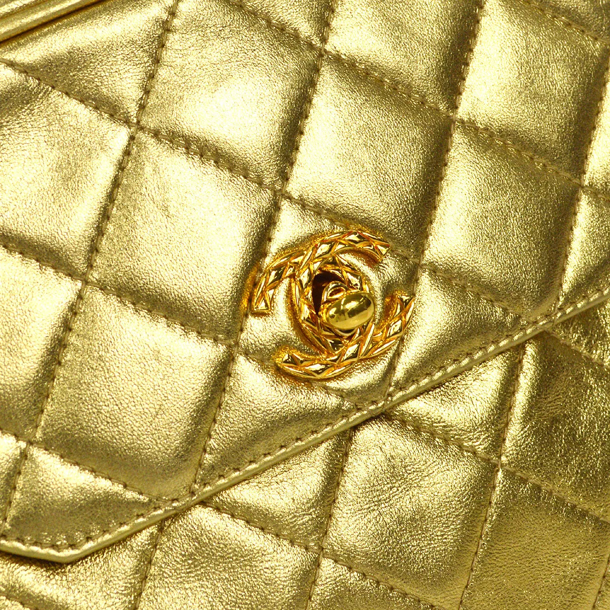 Chanel 1991-1994 Pocket Camera Bag Mini Gold Lambskin