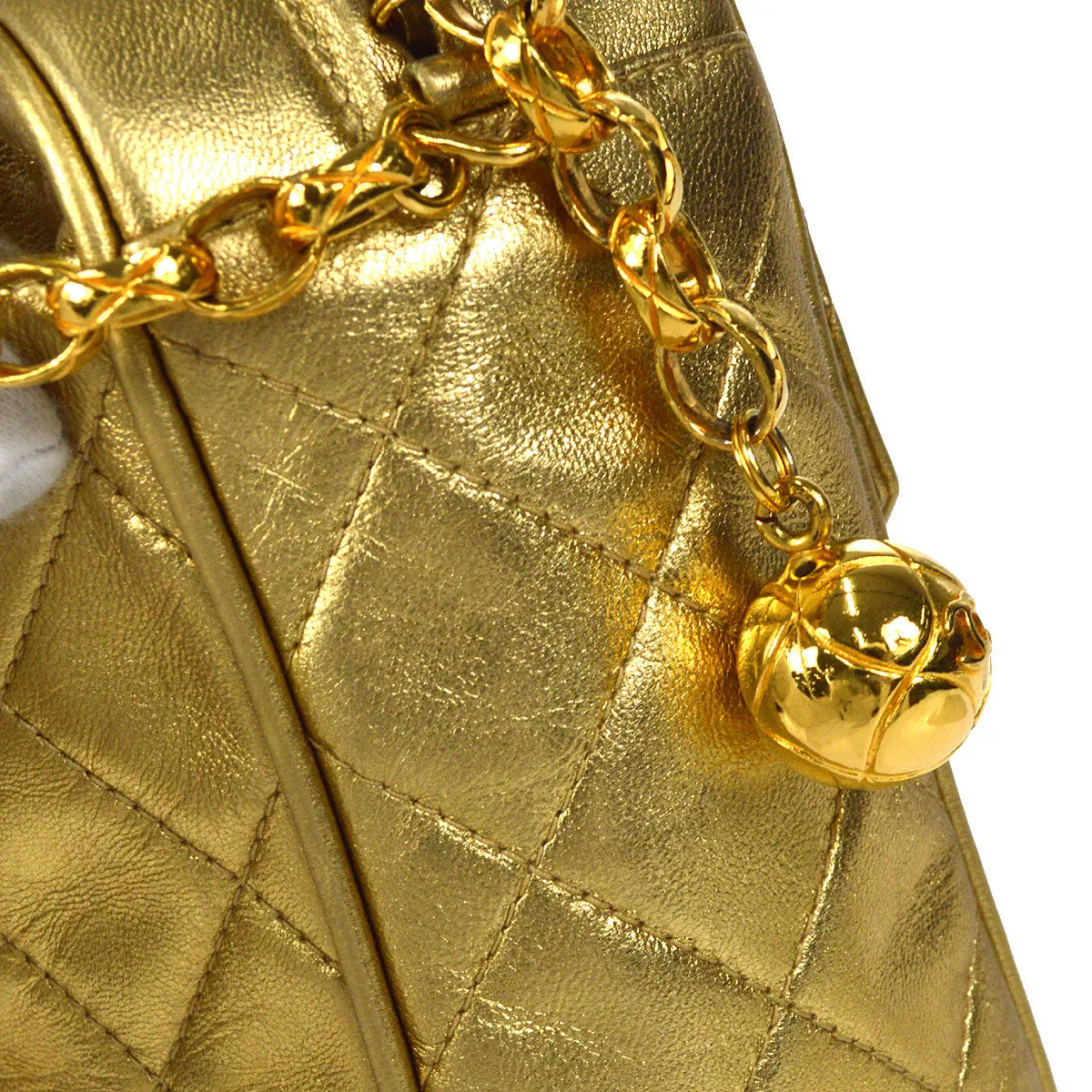 Chanel 1991-1994 Pocket Camera Bag Mini Gold Lambskin
