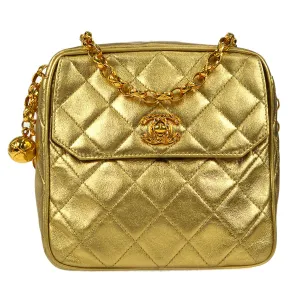 Chanel 1991-1994 Pocket Camera Bag Mini Gold Lambskin