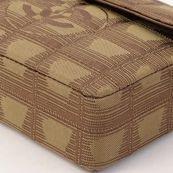 Chanel Around 2002 Made New Travel Nylon Chocolate Bar Turn-Lock Chain Bag Khaki/Brown
