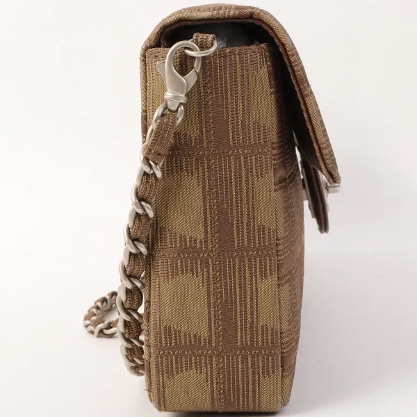 Chanel Around 2002 Made New Travel Nylon Chocolate Bar Turn-Lock Chain Bag Khaki/Brown