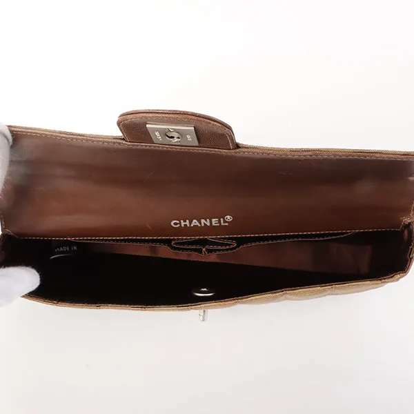 Chanel Around 2002 Made New Travel Nylon Chocolate Bar Turn-Lock Chain Bag Khaki/Brown