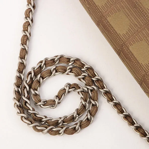 Chanel Around 2002 Made New Travel Nylon Chocolate Bar Turn-Lock Chain Bag Khaki/Brown