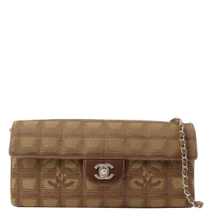 Chanel Around 2002 Made New Travel Nylon Chocolate Bar Turn-Lock Chain Bag Khaki/Brown