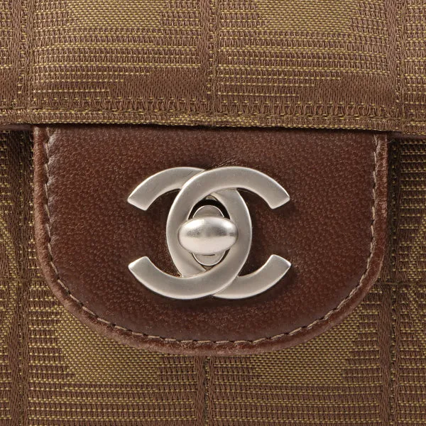 Chanel Around 2002 Made New Travel Nylon Chocolate Bar Turn-Lock Chain Bag Khaki/Brown