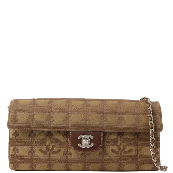 Chanel Around 2002 Made New Travel Nylon Chocolate Bar Turn-Lock Chain Bag Khaki/Brown