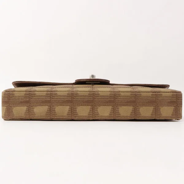 Chanel Around 2002 Made New Travel Nylon Chocolate Bar Turn-Lock Chain Bag Khaki/Brown