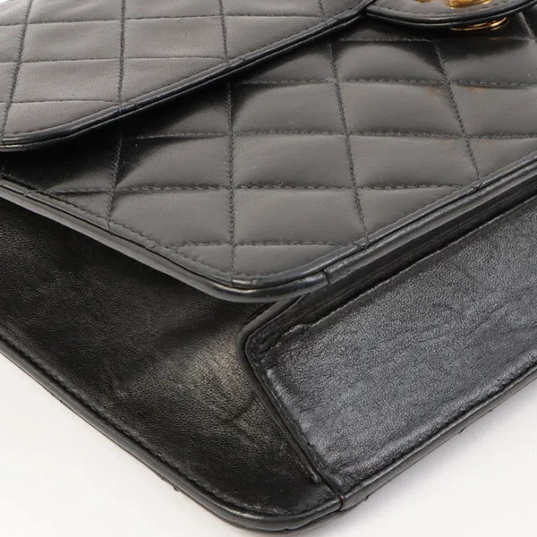 Chanel Around 2002 Made Turn-Lock Chain Bag Black
