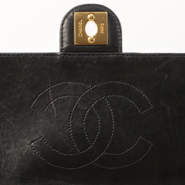 Chanel Around 2002 Made Turn-Lock Chain Bag Black
