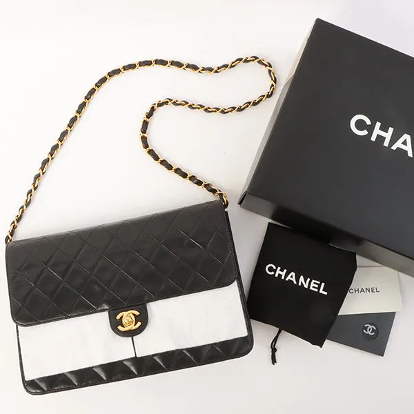 Chanel Around 2002 Made Turn-Lock Chain Bag Black