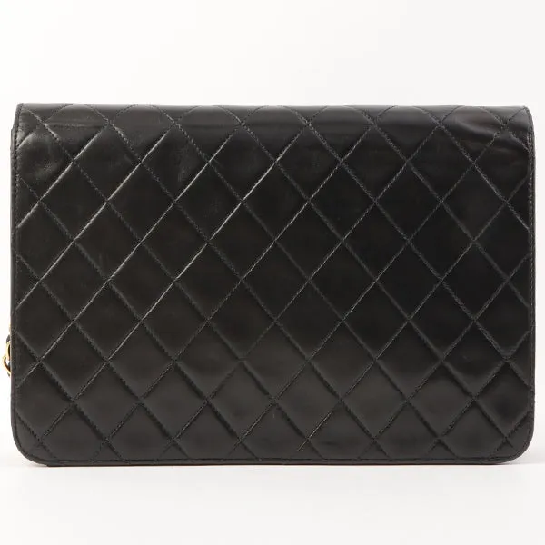 Chanel Around 2002 Made Turn-Lock Chain Bag Black
