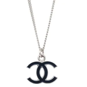Chanel Chain Necklace Silver Black 07V
