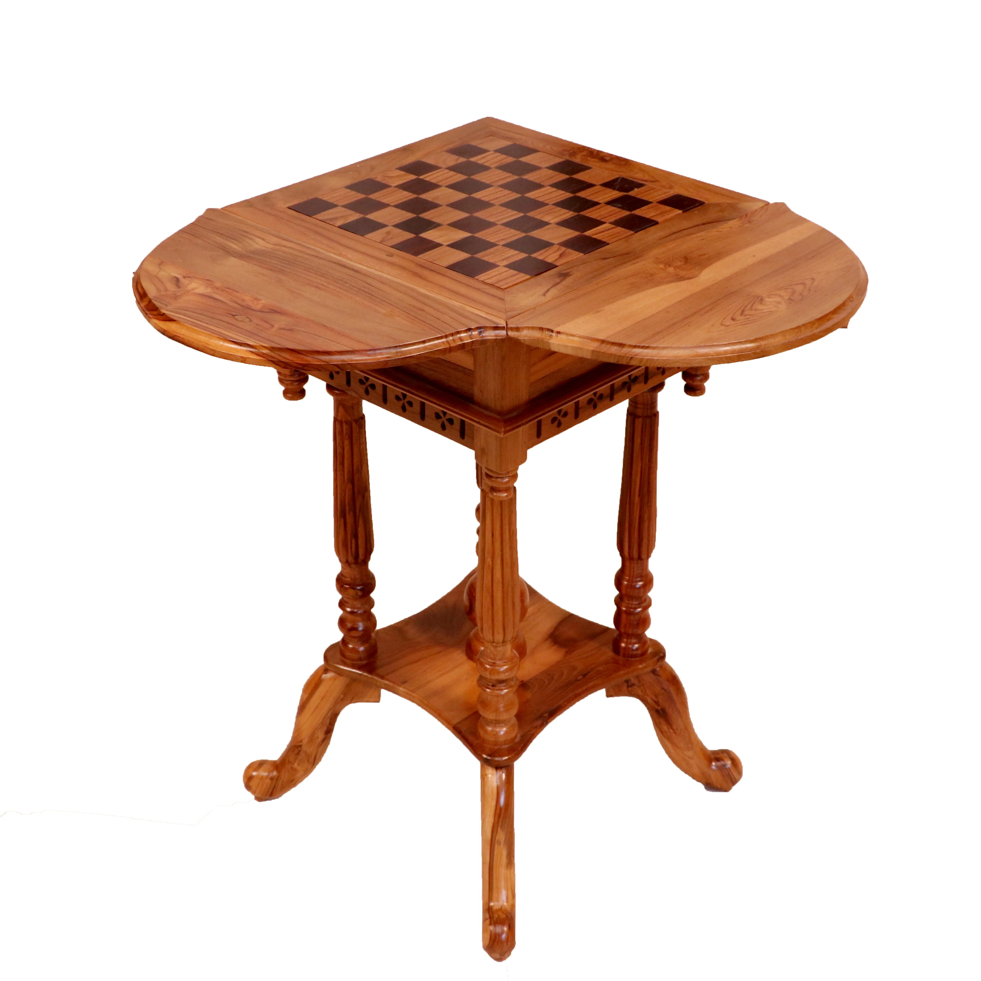 Charming Chess Style Handmade Wooden End Table for Home