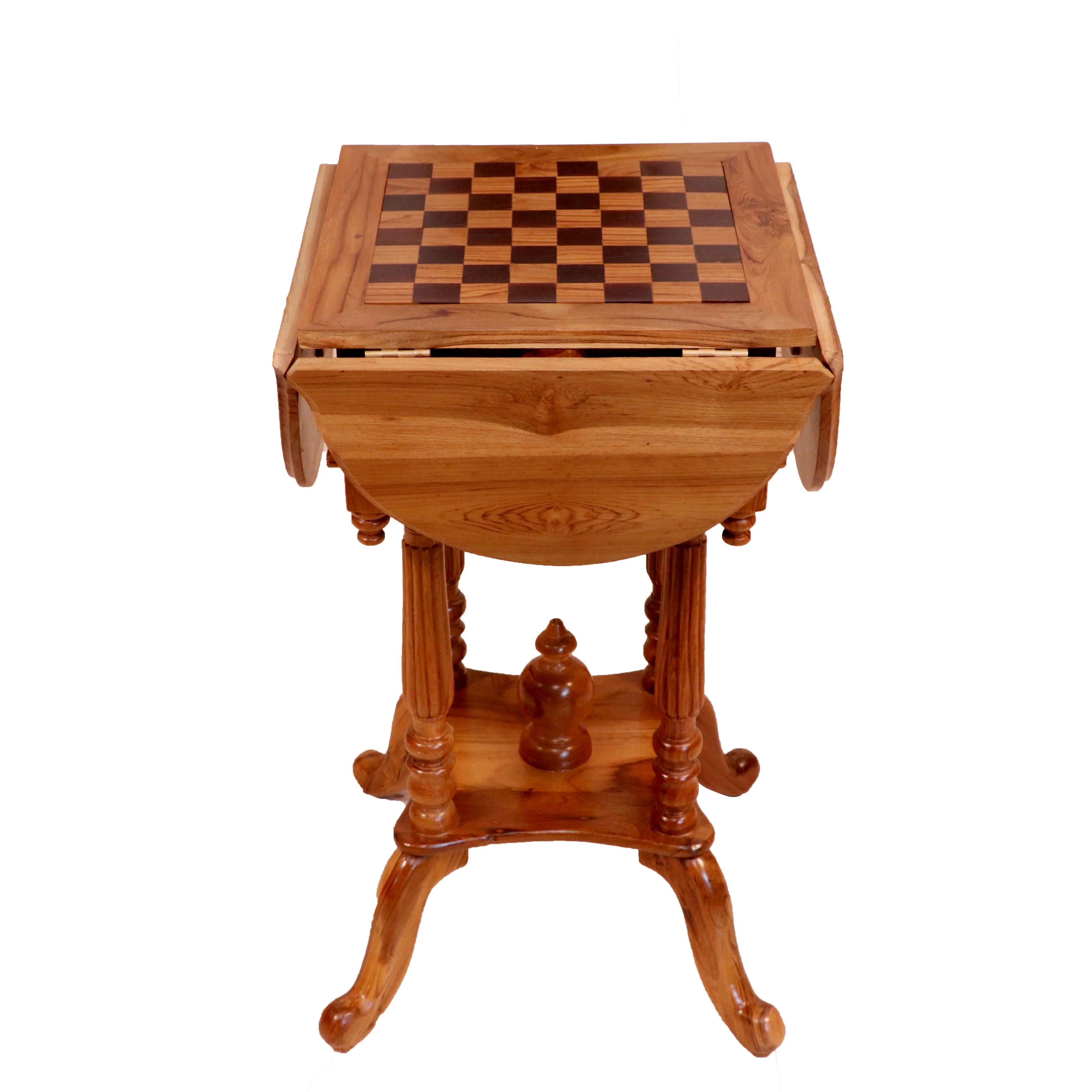 Charming Chess Style Handmade Wooden End Table for Home