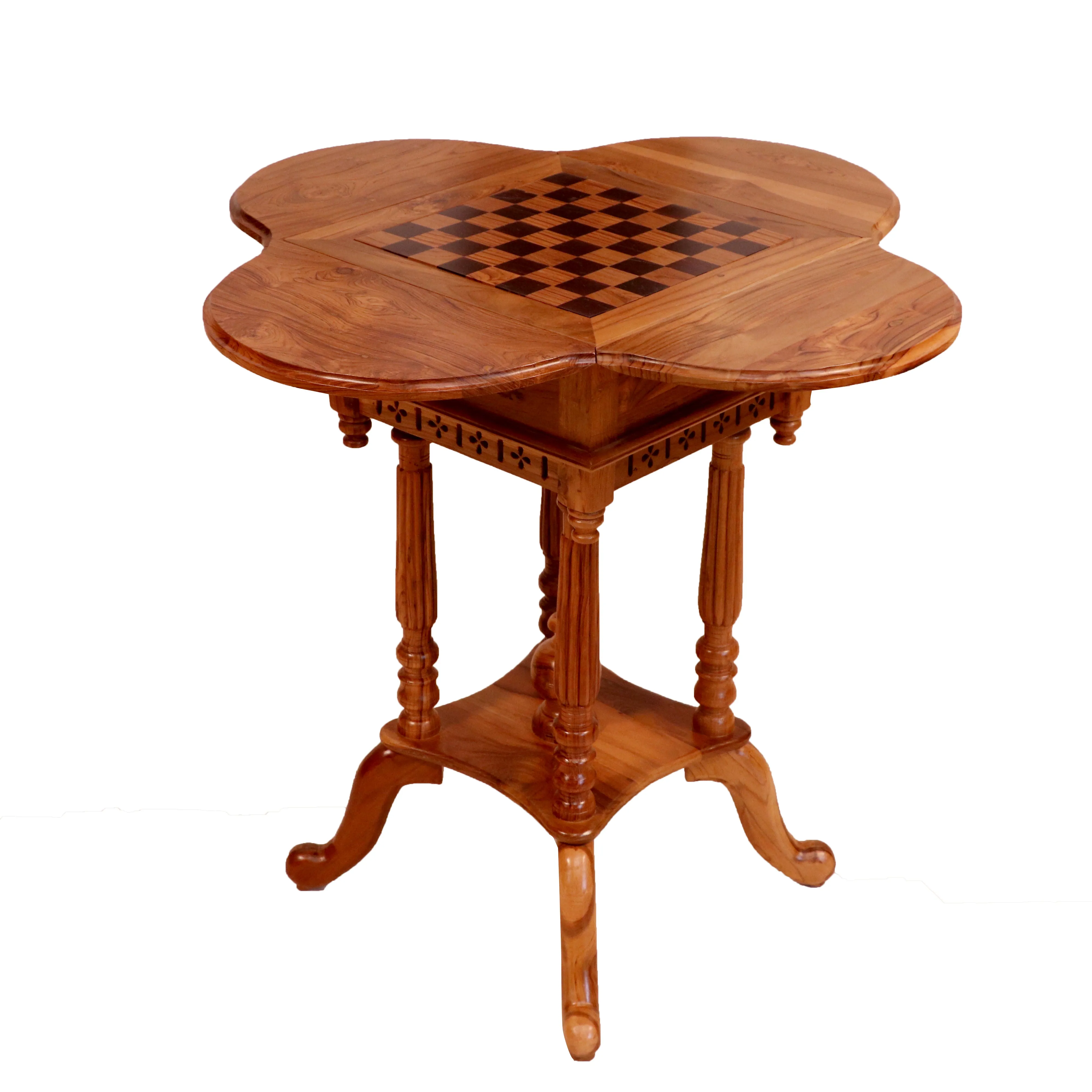 Charming Chess Style Handmade Wooden End Table for Home