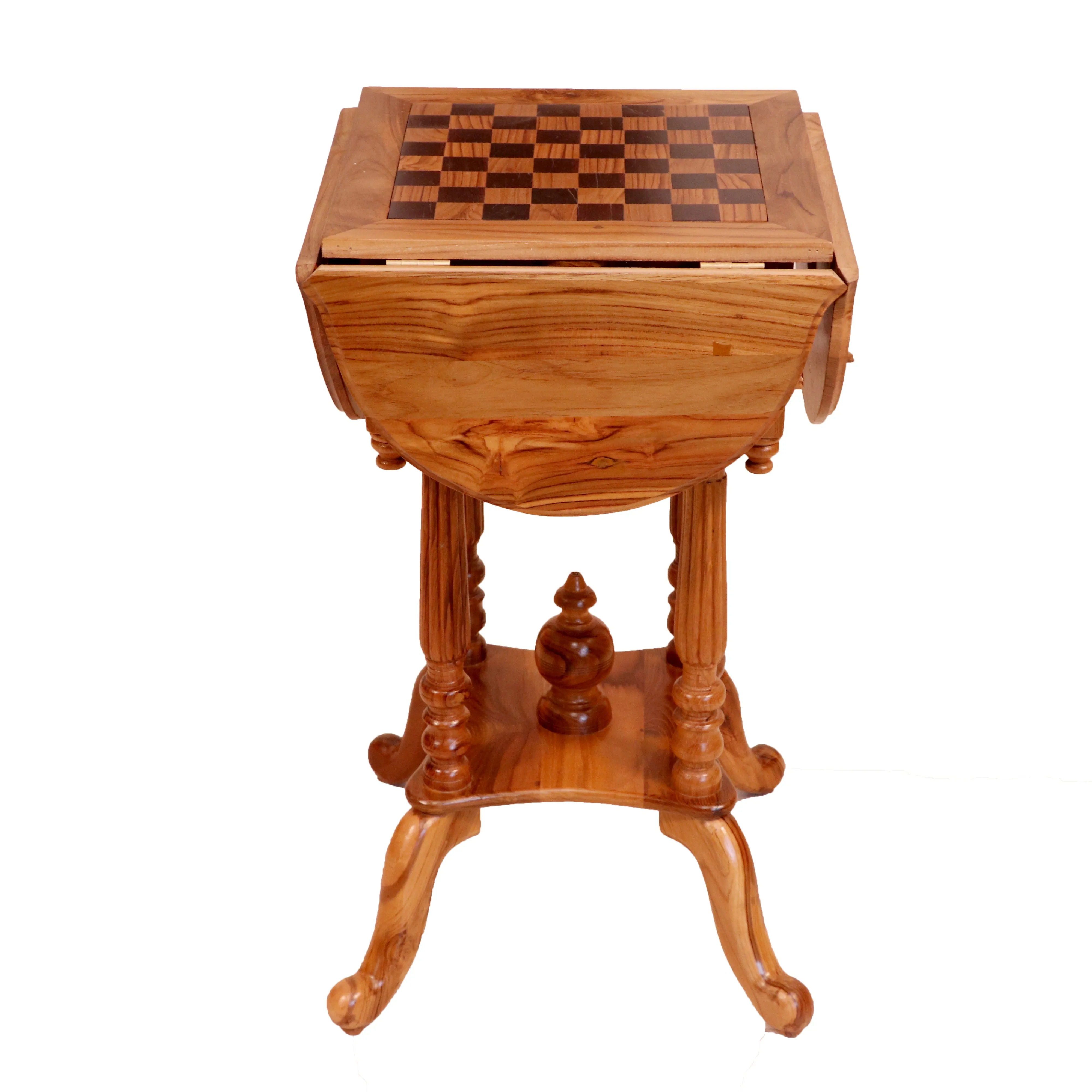 Charming Chess Style Handmade Wooden End Table for Home