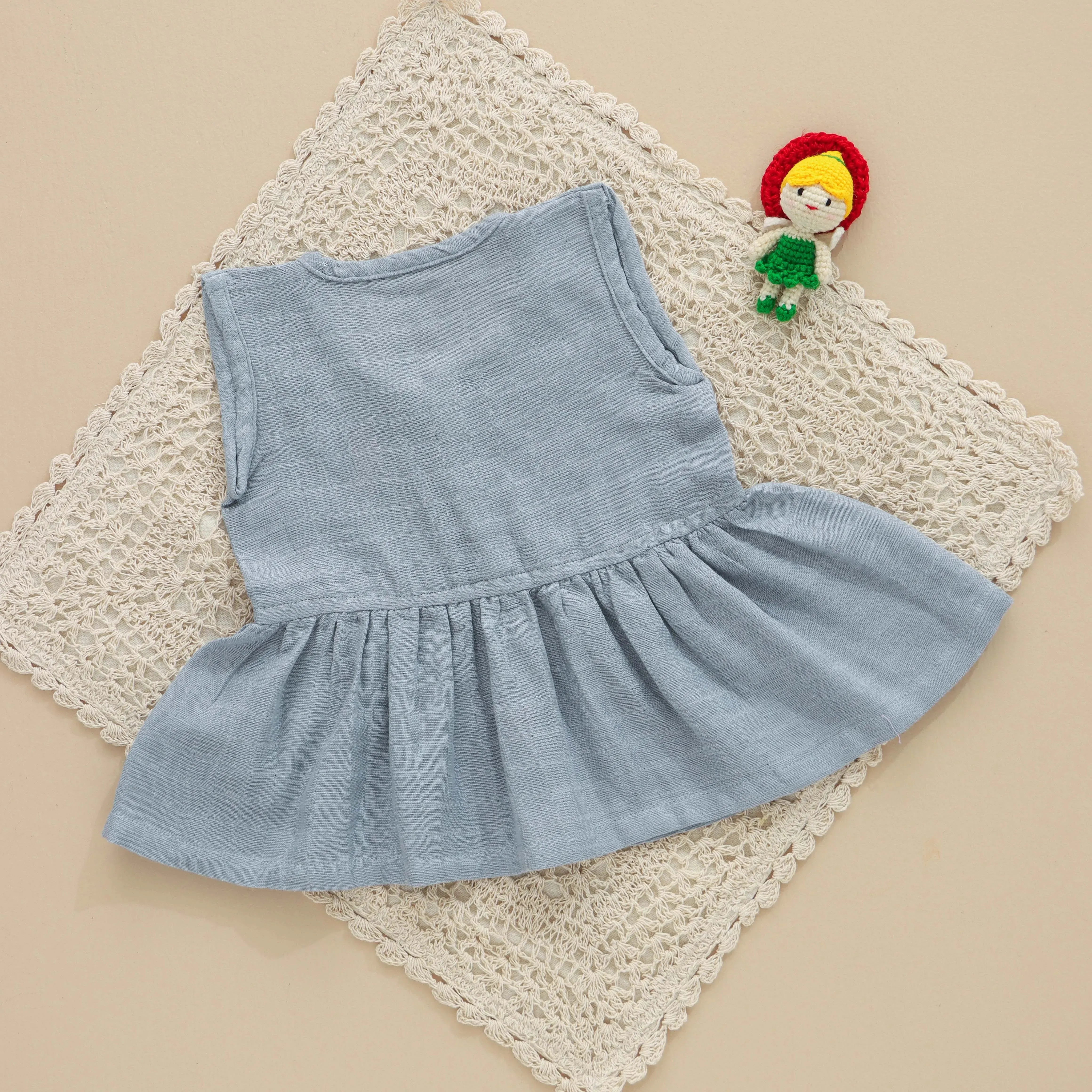 Charming Embroidered Sleeveless Frock – Perfect Blend of Comfort and Style