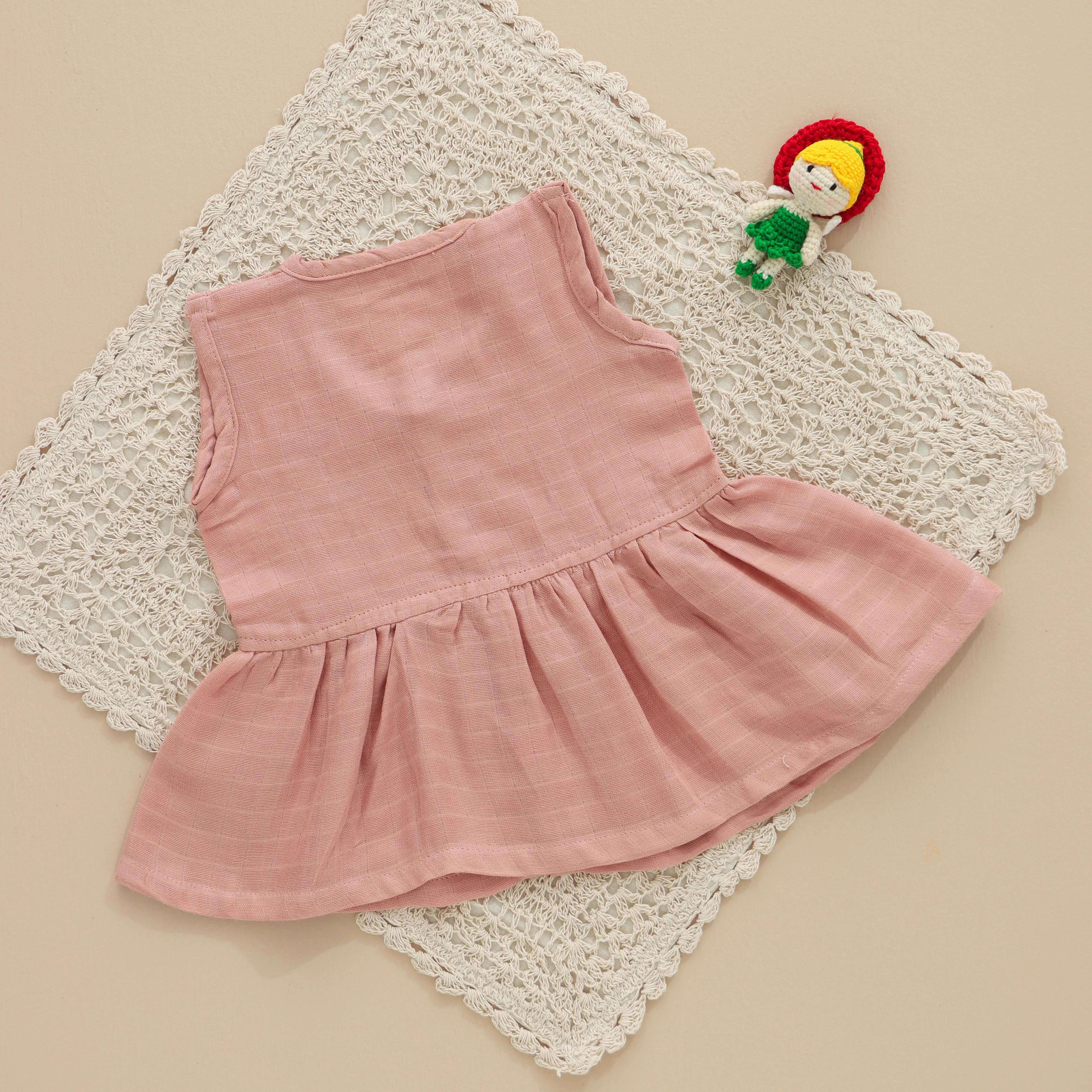 Charming Embroidered Sleeveless Frock – Perfect Blend of Comfort and Style