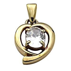 Charming Heart Style Gold Plated Cubic Zirconia Silver Pendant - Elegant Jewelry