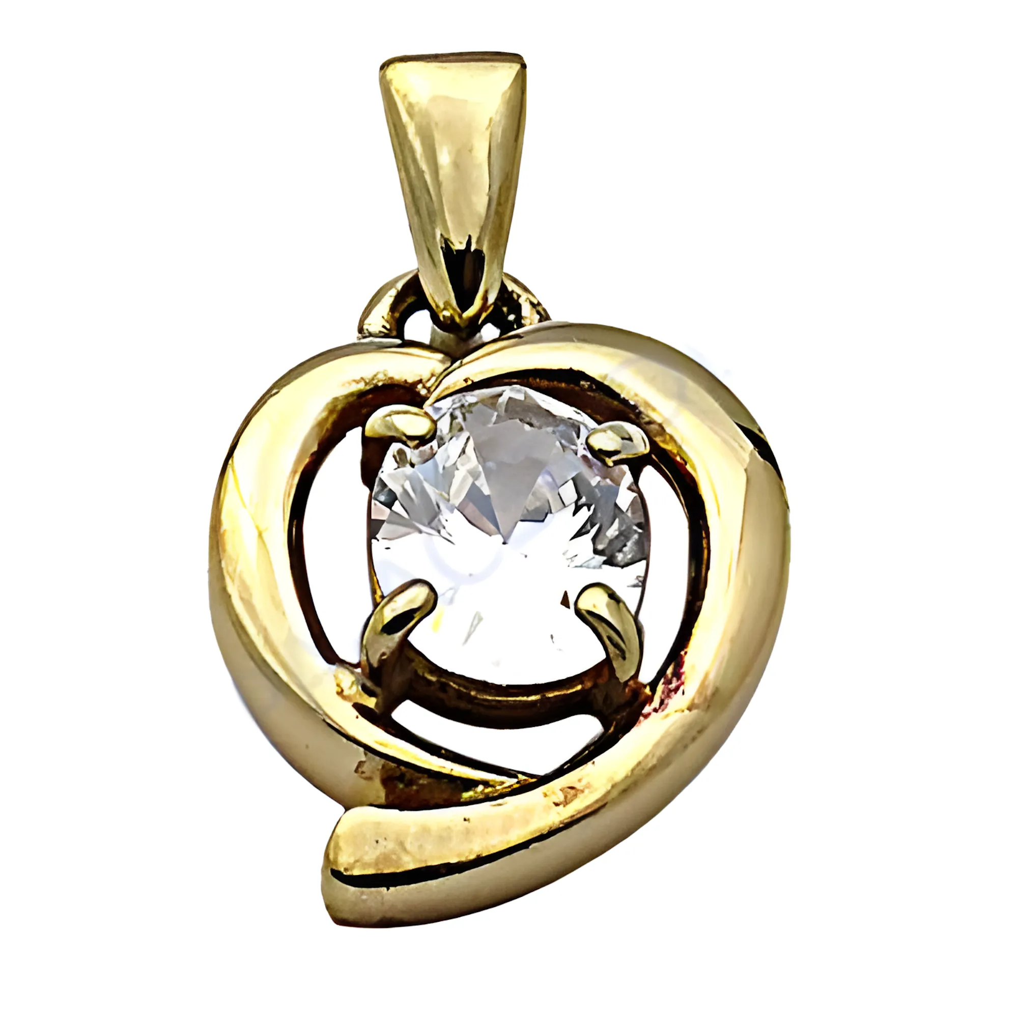 Charming Heart Style Gold Plated Cubic Zirconia Silver Pendant - Elegant Jewelry
