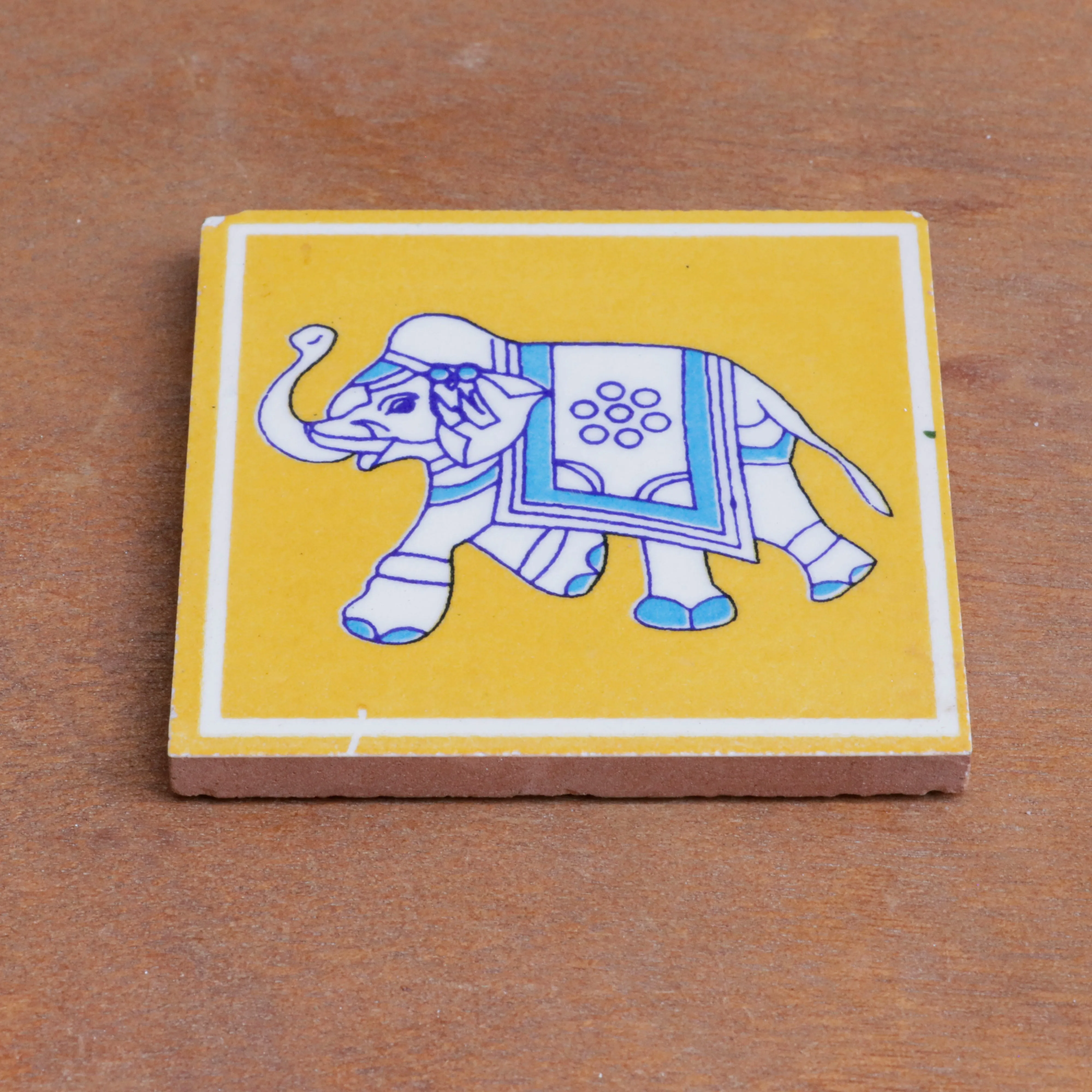 Charming Indian Style Elephant Designed Ceramic Square Tile