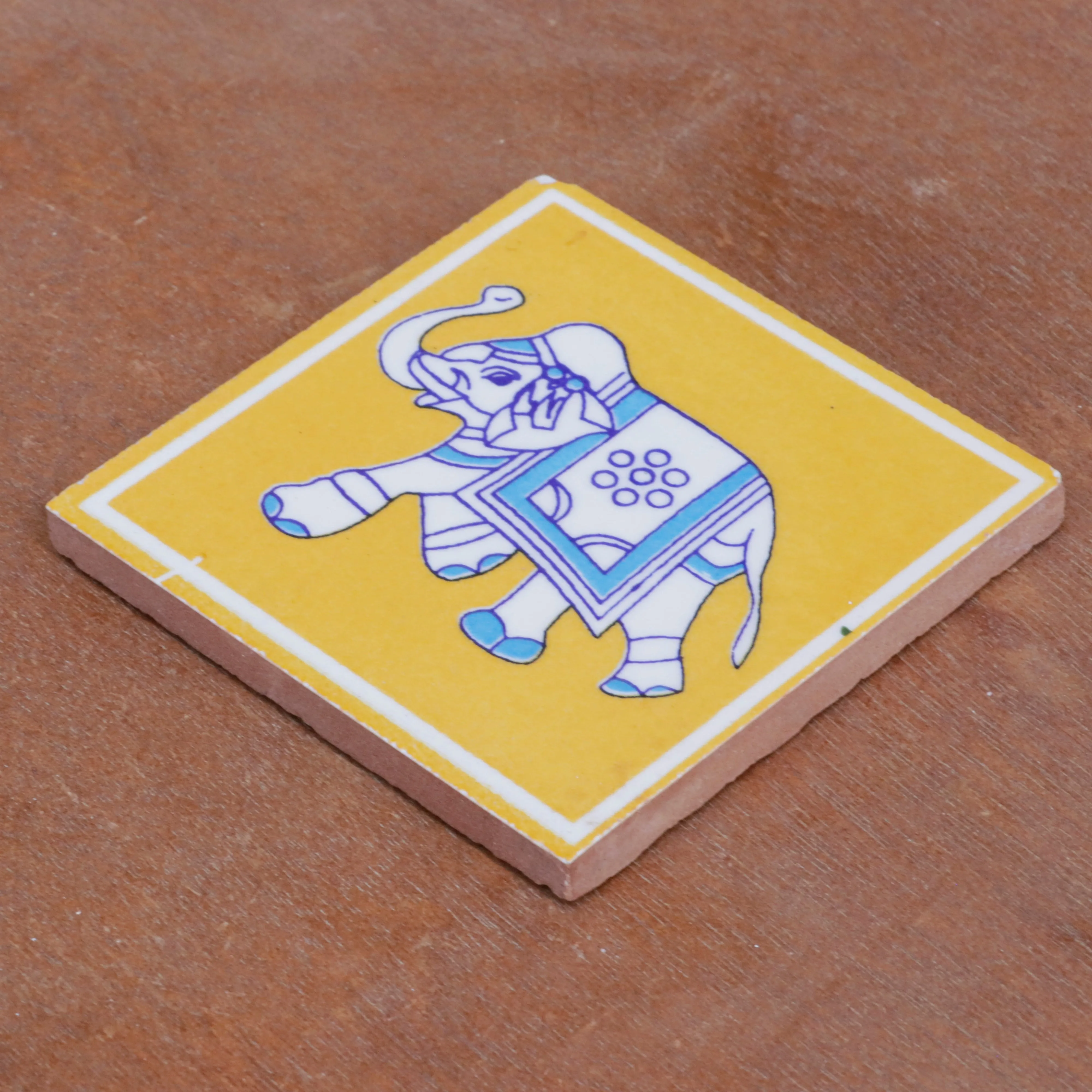 Charming Indian Style Elephant Designed Ceramic Square Tile