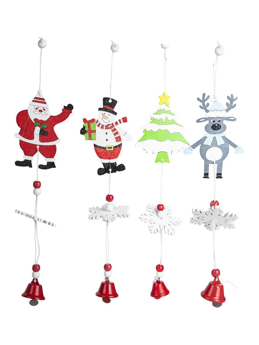 Christmas Hanging Ornaments With Bell Set Of 4 Pcs - Assorted Design