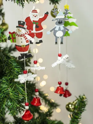 Christmas Hanging Ornaments With Bell Set Of 4 Pcs - Assorted Design