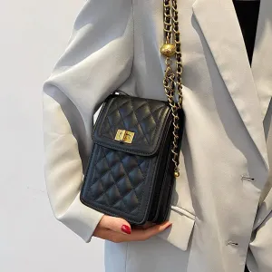 Classic Quilted Vegan Leather Mini Handphone Chain Bag