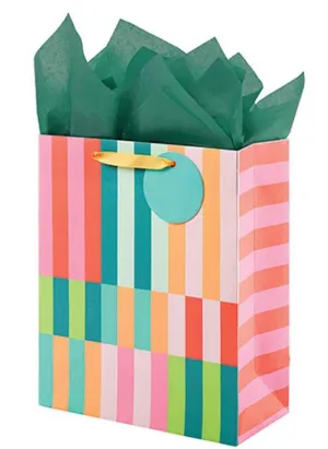 Contrast Stripes Medium Gift Bag