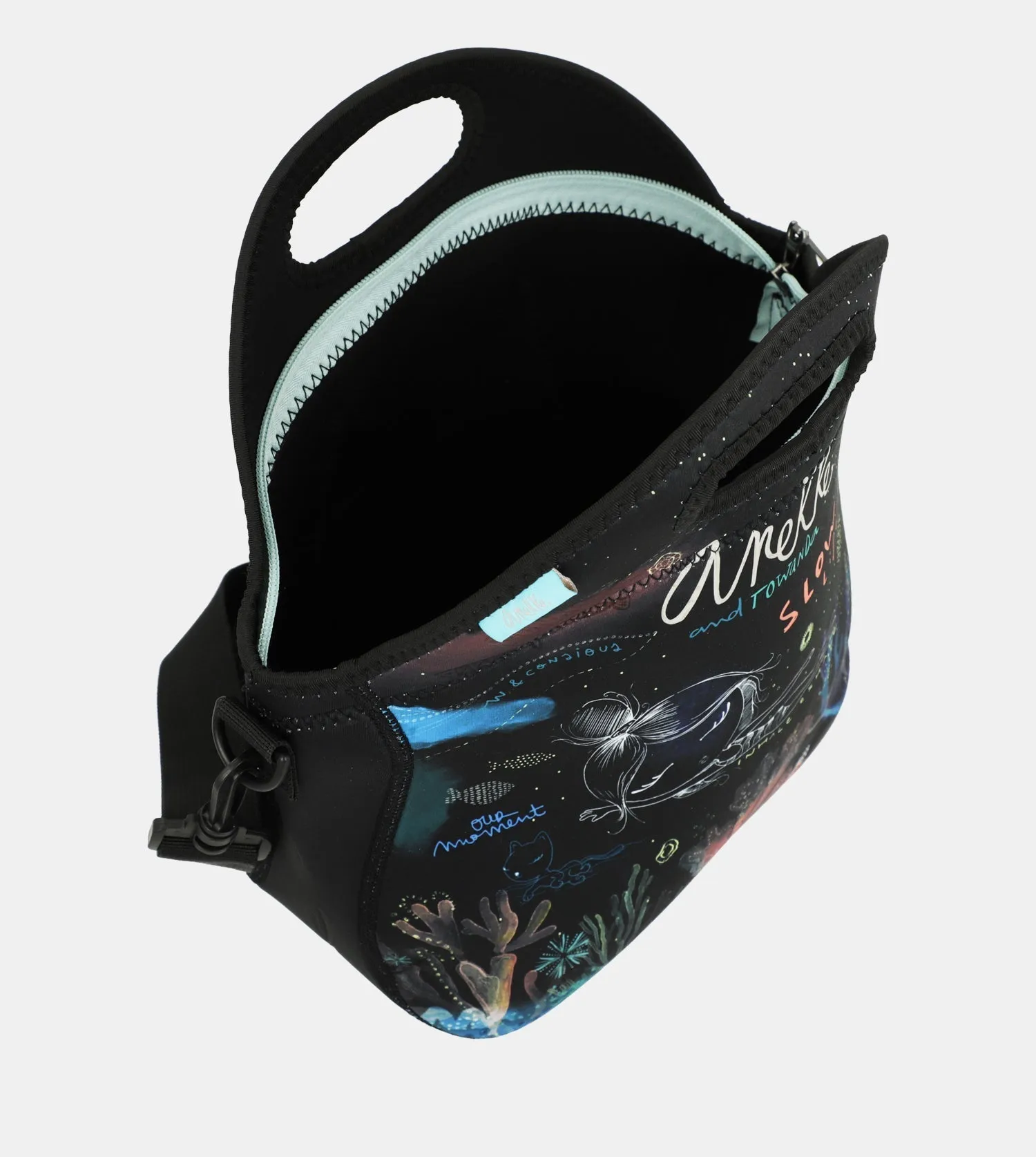 Coral neoprene food carrier bag