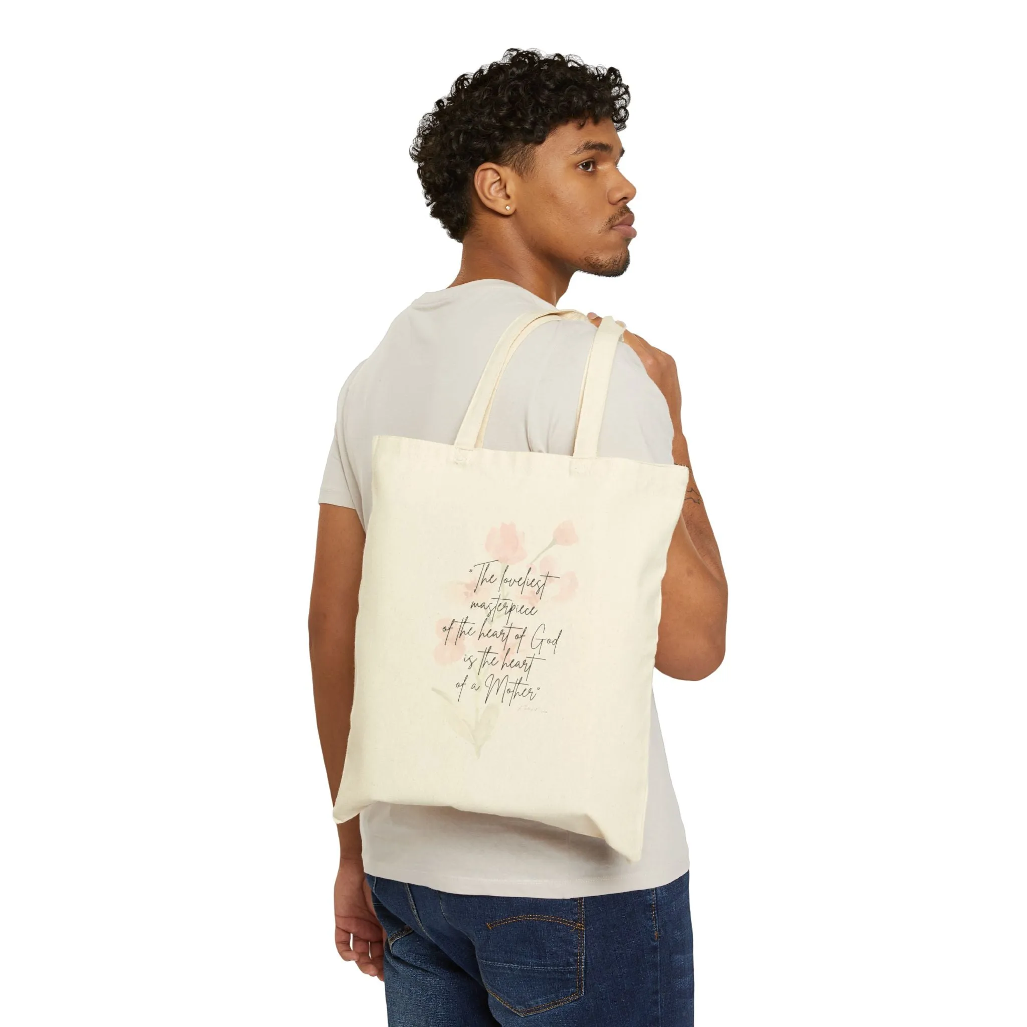 Cotton Canvas Tote Bag - St Theresa Quote on Motherhood
