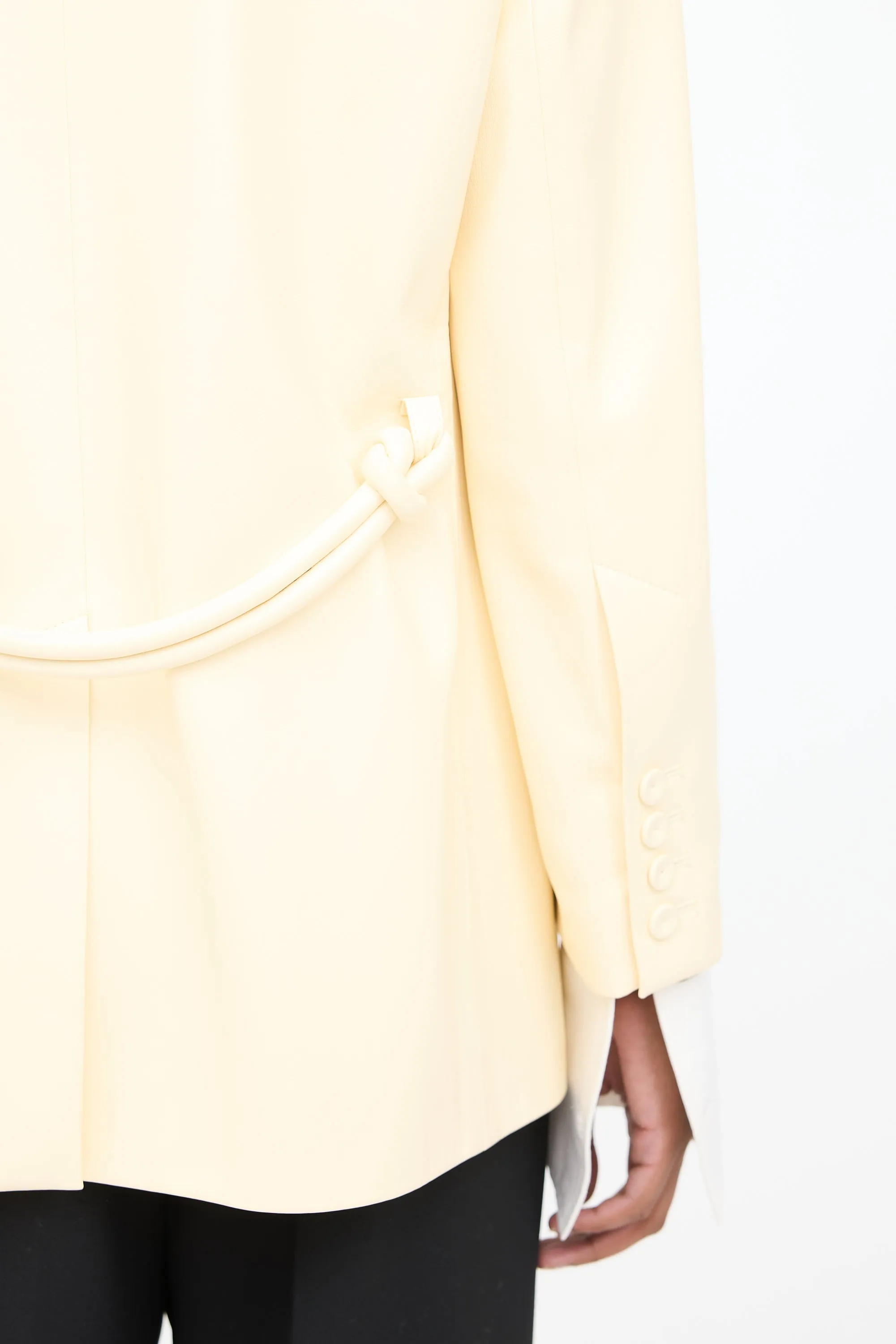 Cream Vegan Leather Blazer