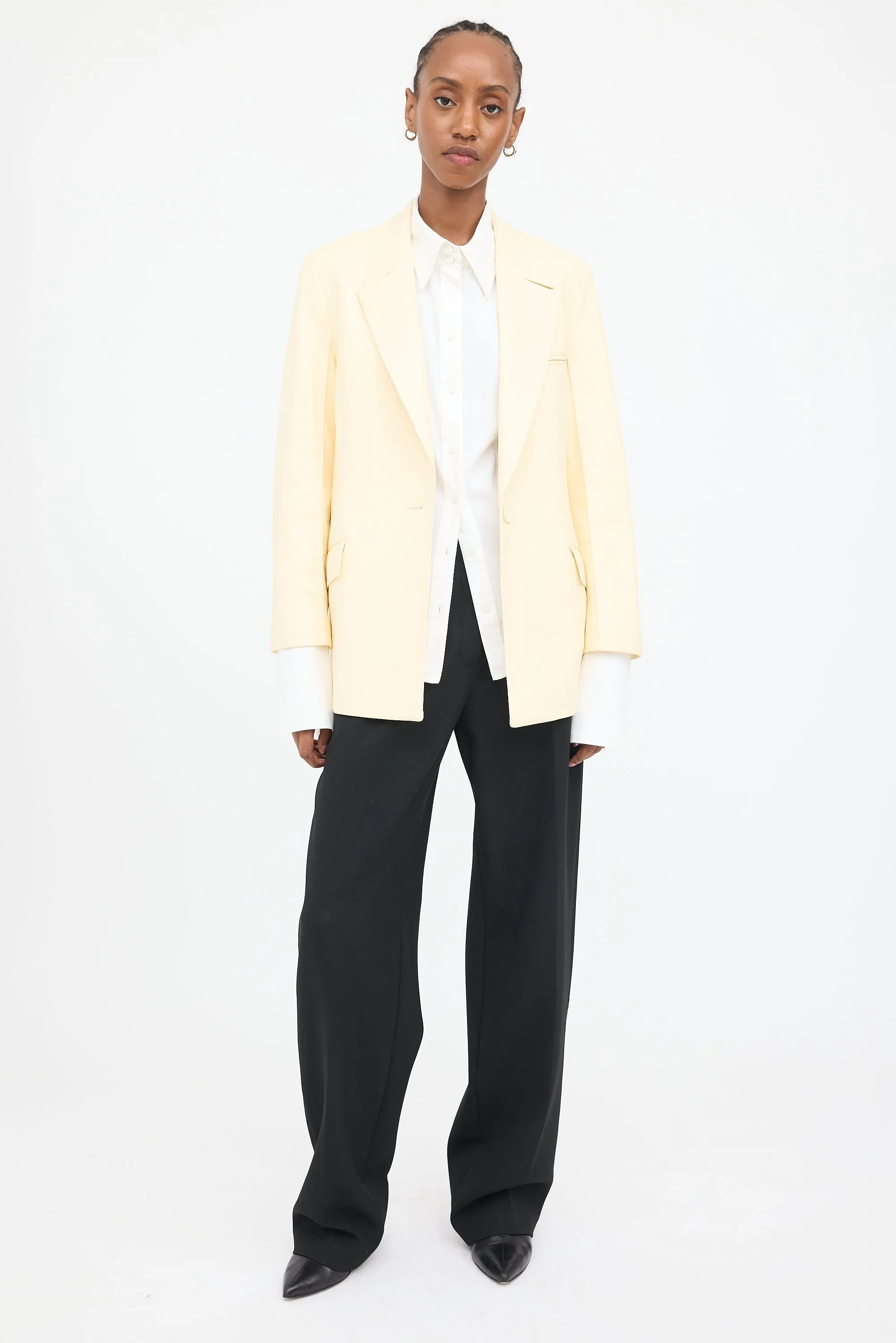 Cream Vegan Leather Blazer