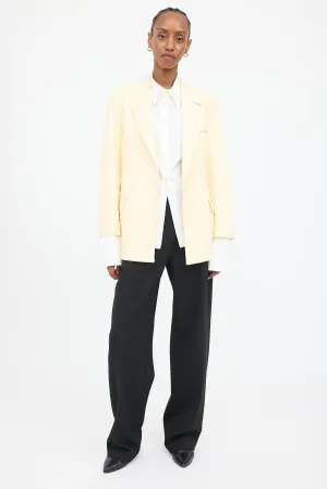 Cream Vegan Leather Blazer