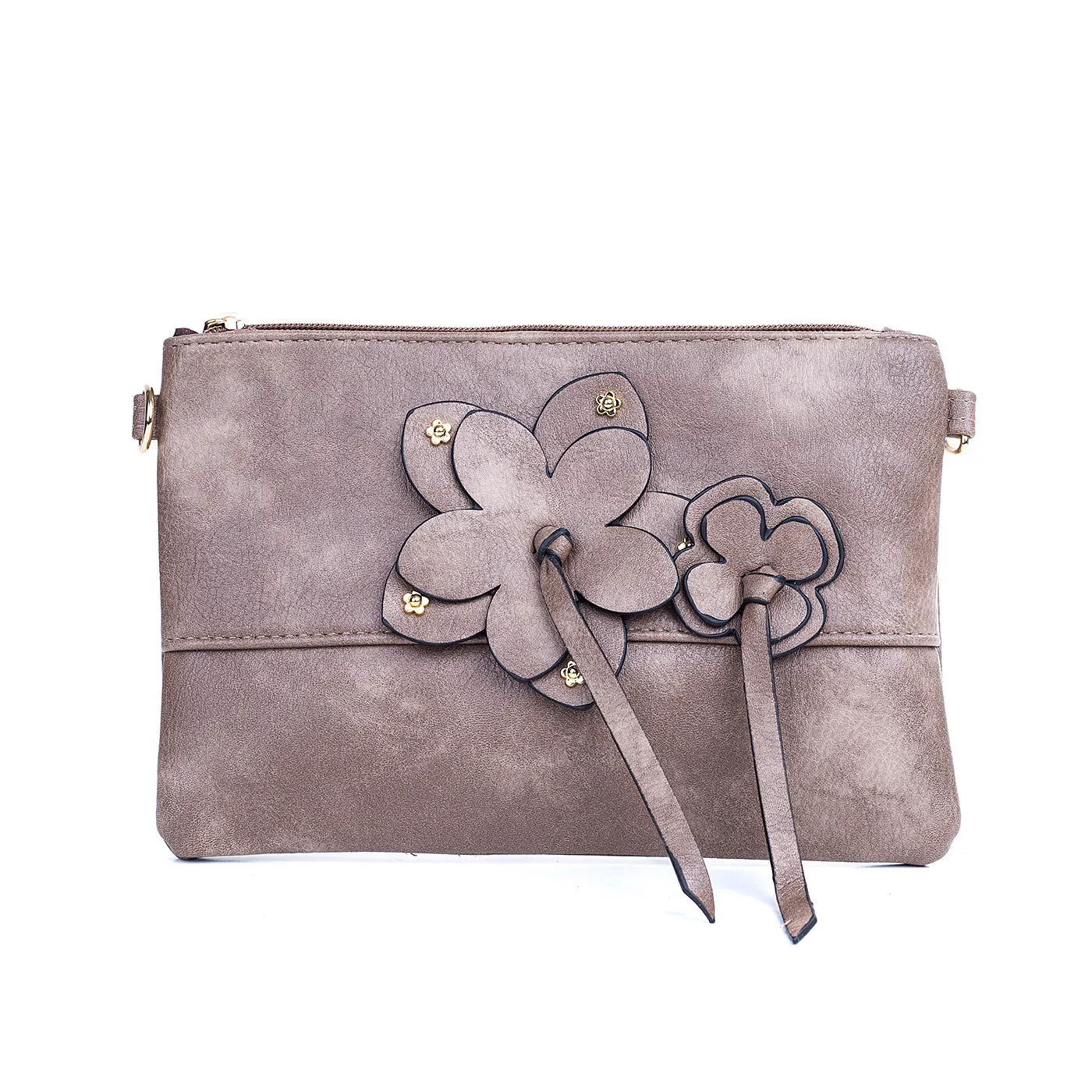 Crossbody Bag - Flower Zip - Brown