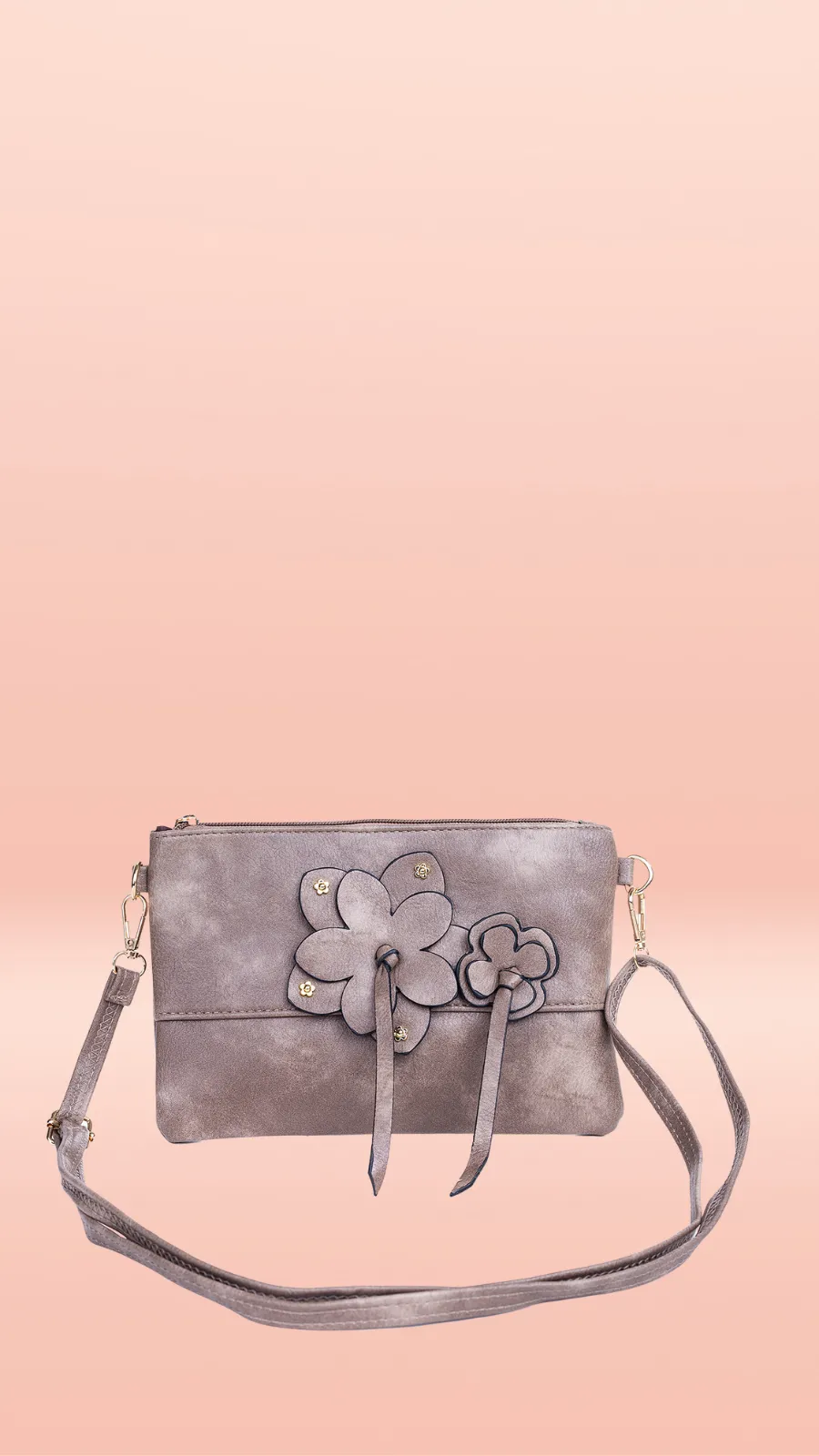 Crossbody Bag - Flower Zip - Brown