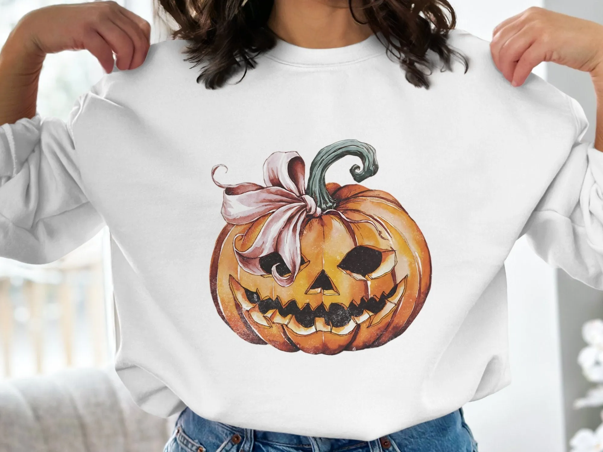 Cute Pumpkin T-Shirt, Coquette Fashion Graphic Tee, Women's Halloween Shirt, Trendy Fall Apparel, Spooky Season Sweatshirt