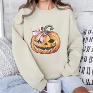 Cute Pumpkin T-Shirt, Coquette Fashion Graphic Tee, Women's Halloween Shirt, Trendy Fall Apparel, Spooky Season Sweatshirt