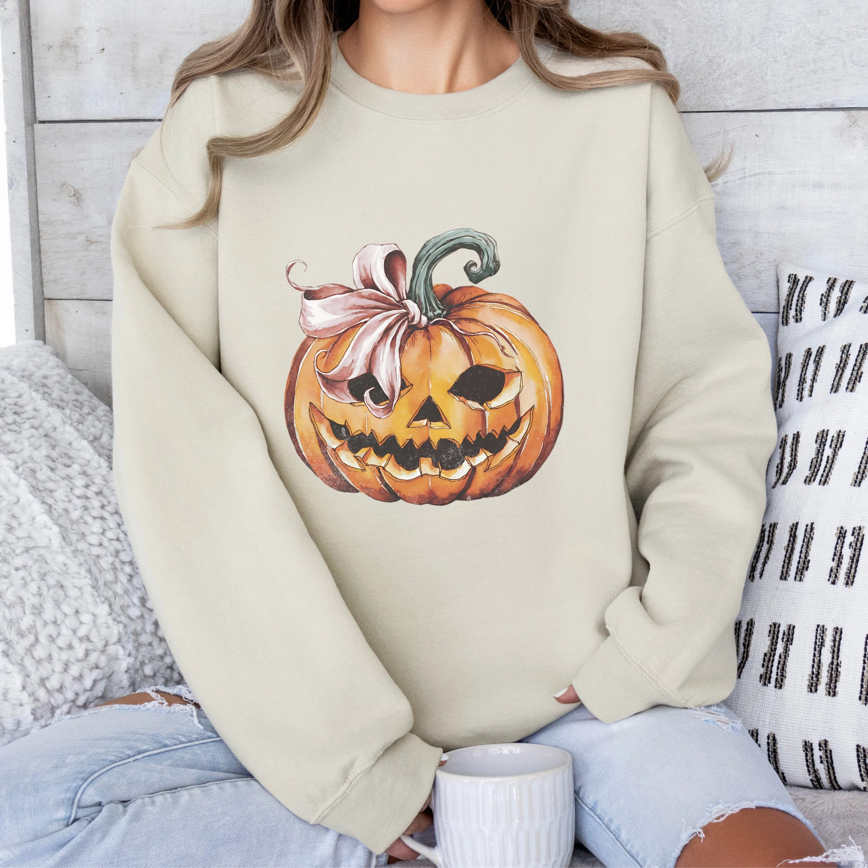 Cute Pumpkin T-Shirt, Coquette Fashion Graphic Tee, Women's Halloween Shirt, Trendy Fall Apparel, Spooky Season Sweatshirt