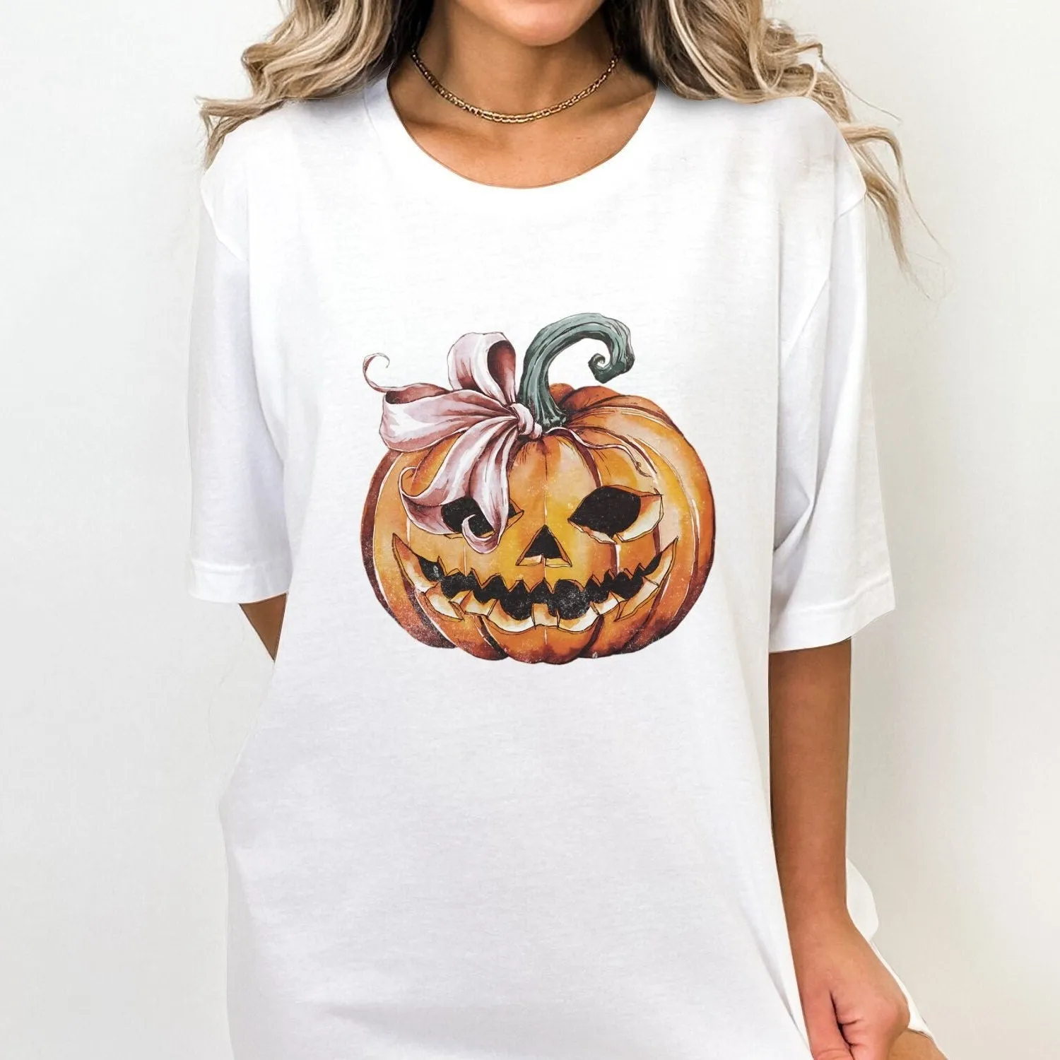 Cute Pumpkin T-Shirt, Coquette Fashion Graphic Tee, Women's Halloween Shirt, Trendy Fall Apparel, Spooky Season Sweatshirt