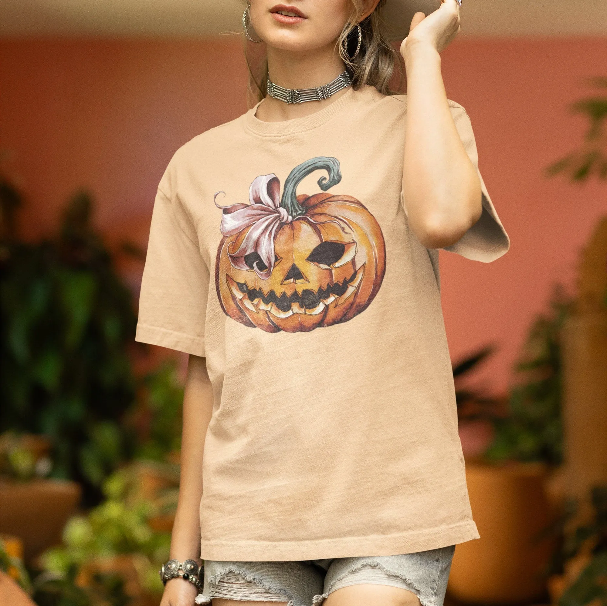 Cute Pumpkin T-Shirt, Coquette Fashion Graphic Tee, Women's Halloween Shirt, Trendy Fall Apparel, Spooky Season Sweatshirt