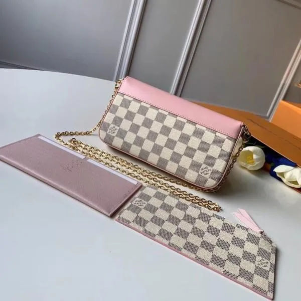 Damier Azur Canvas Pochette Felicie Chain Wallet Bag N60235 2019