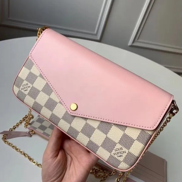 Damier Azur Canvas Pochette Felicie Chain Wallet Bag N60235 2019